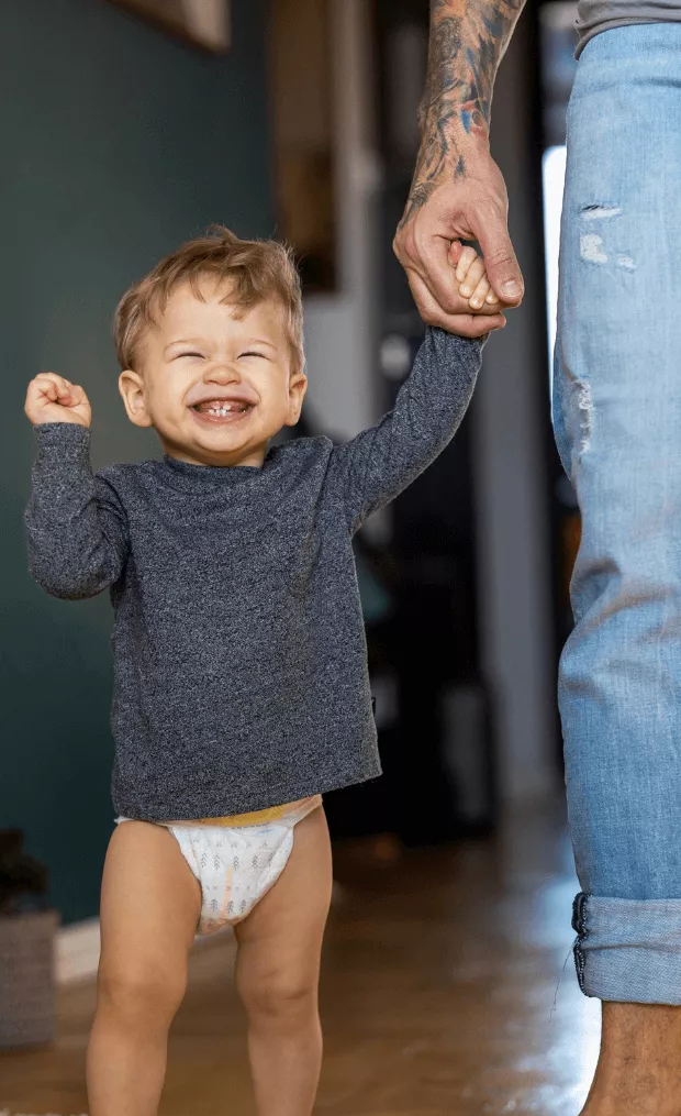 Happy toddler with Dad